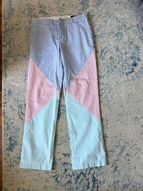 Like New Vineyard Vines Breakers Color Block Pant 32x32 Pastel Blue, Pink, Green